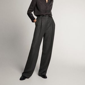 NWOT Massimo Dutti Straight Fit Herringbone Trousers